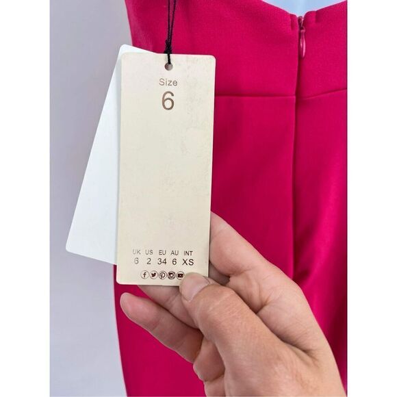 NWT ASOS Club L London Square Neck High Split Maxi Dress Fuschia Pink Size 2‎ - Picture 6 of 10